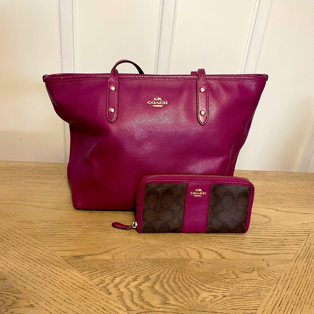 Coach tote and matching wallet